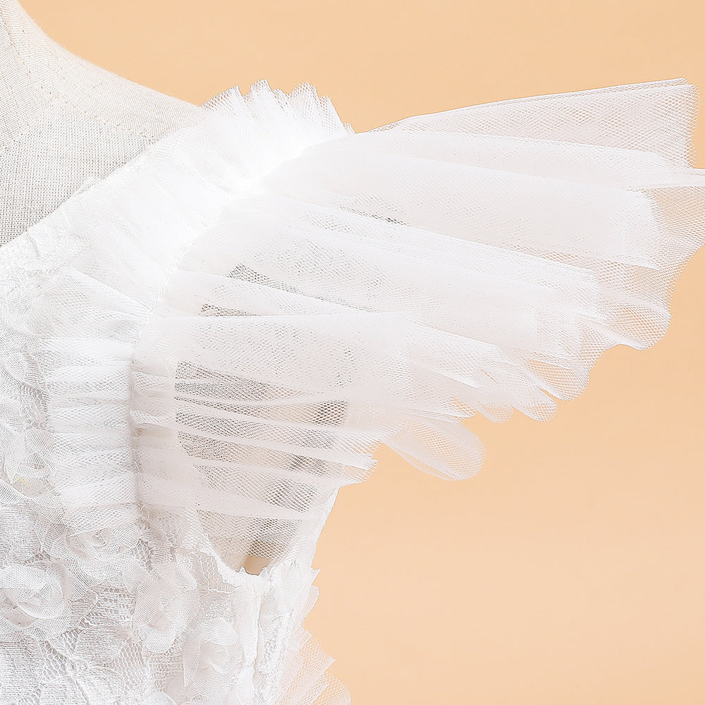 Girls' Tea-Length Tulle Princess Dress for Parties, Weddings & Photoshoots