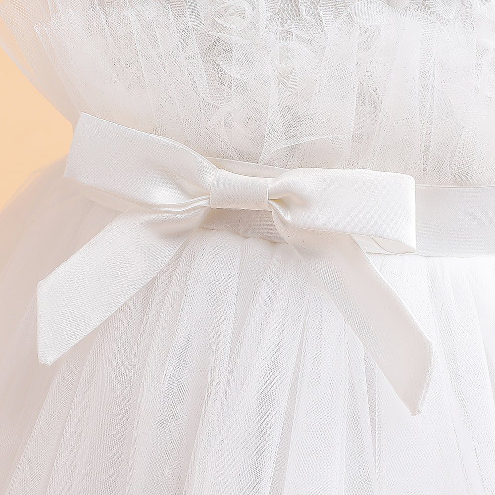 Girls' Tea-Length Tulle Princess Dress for Parties, Weddings & Photoshoots