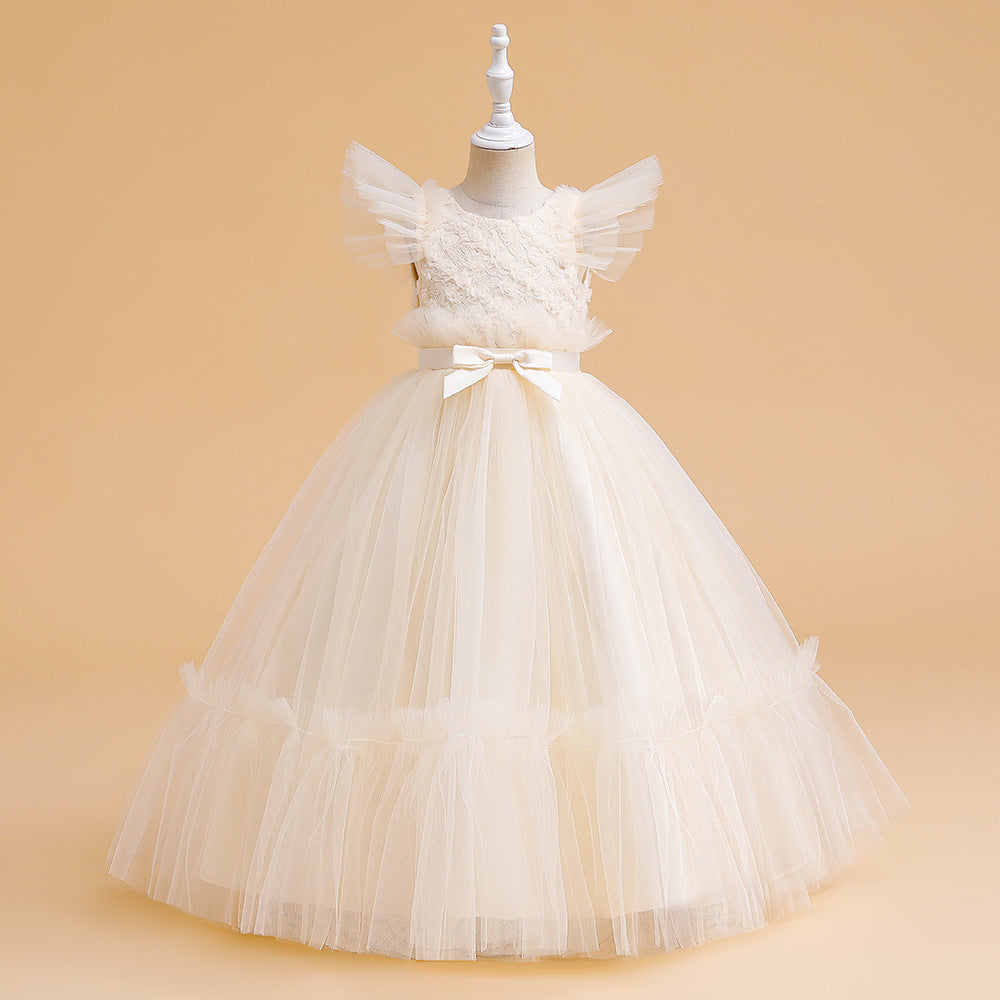 Girls' Tea-Length Tulle Princess Dress for Parties, Weddings & Photoshoots