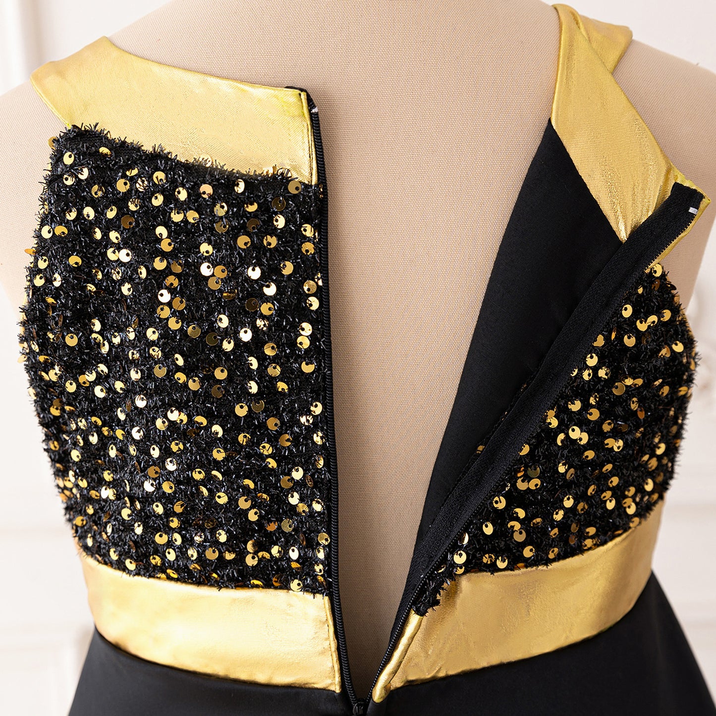 Cute Black Sequin High-Low A-Line Halter Dress for Girls (5-13 Years) | Party & Formal
