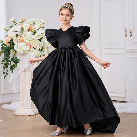 Frocklet Girls' Black Maxi A-Line Princess Dress for Parties and Weddings 1