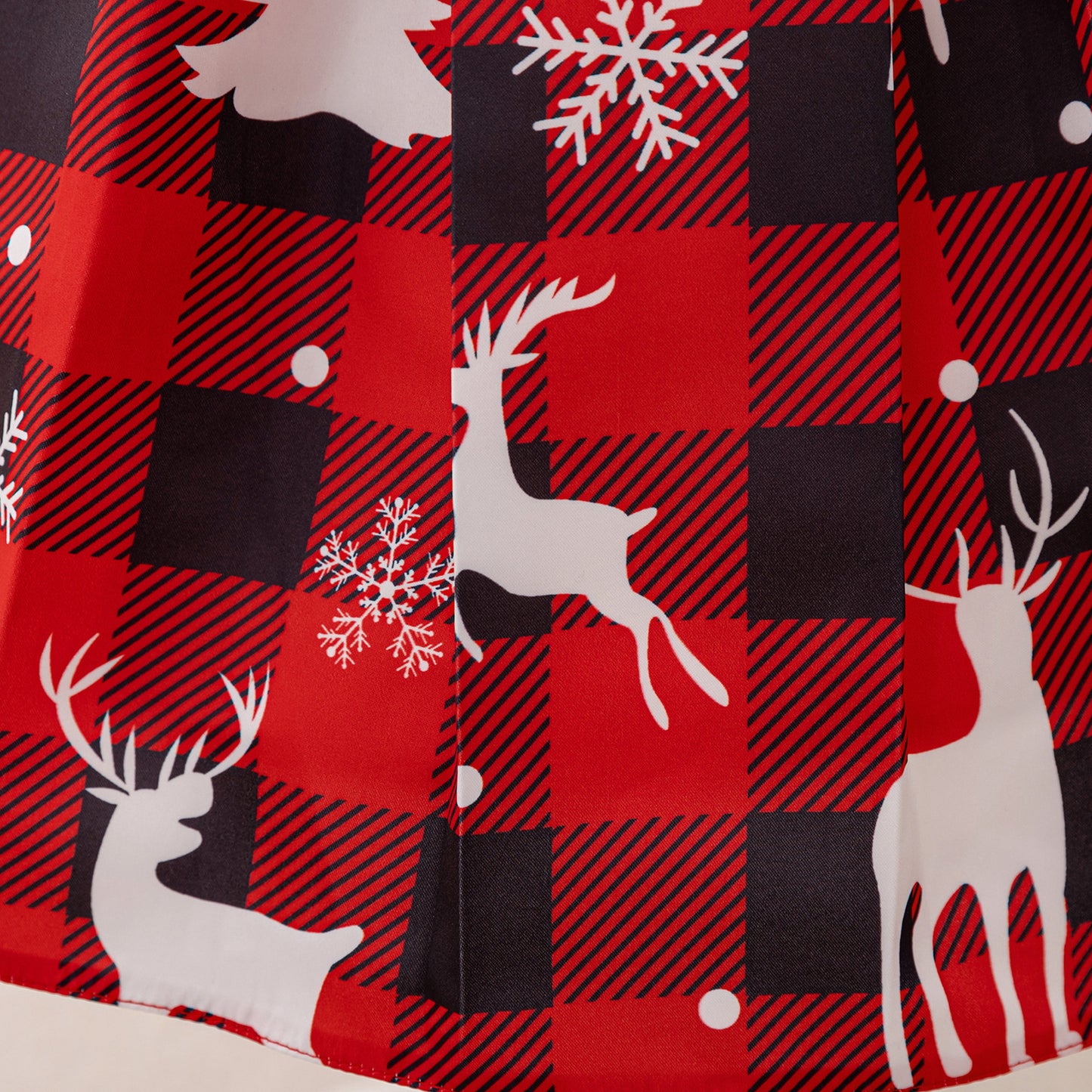 Burgundy Reindeer Snowflake Tea Dress for Girls – Christmas Cartoon Party Outfit