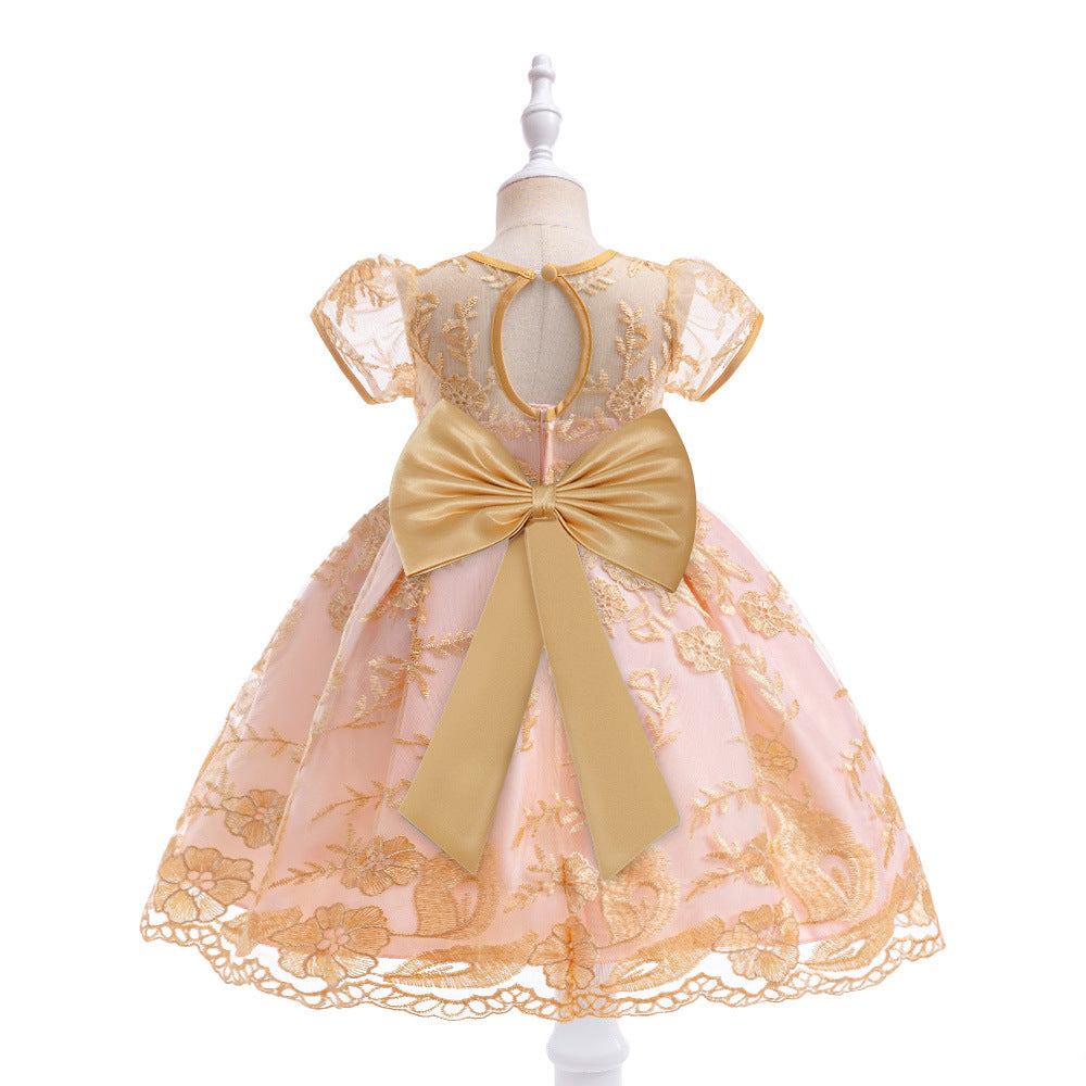 Embroidered Puffy Princess Dress for Girls – Ball Gown Flower Girl Outfit