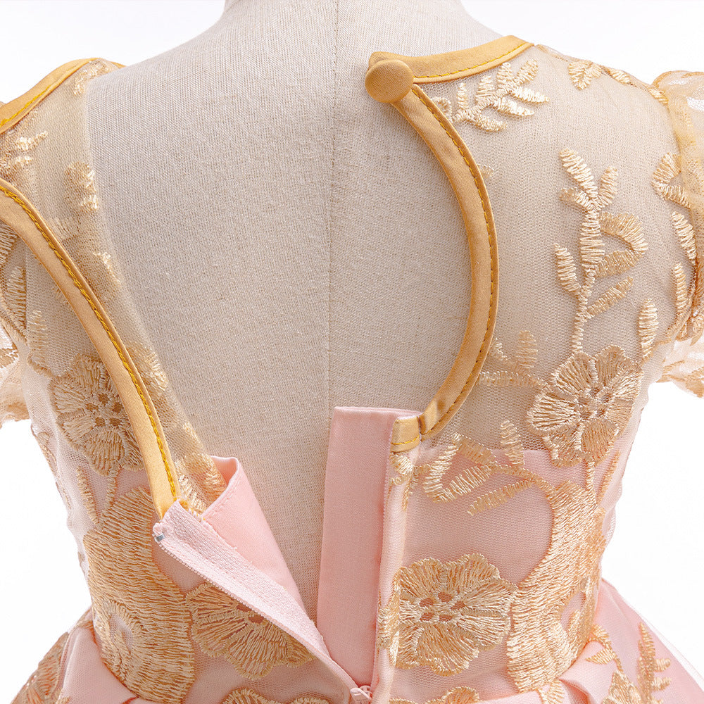 Embroidered Puffy Princess Dress for Girls – Ball Gown Flower Girl Outfit