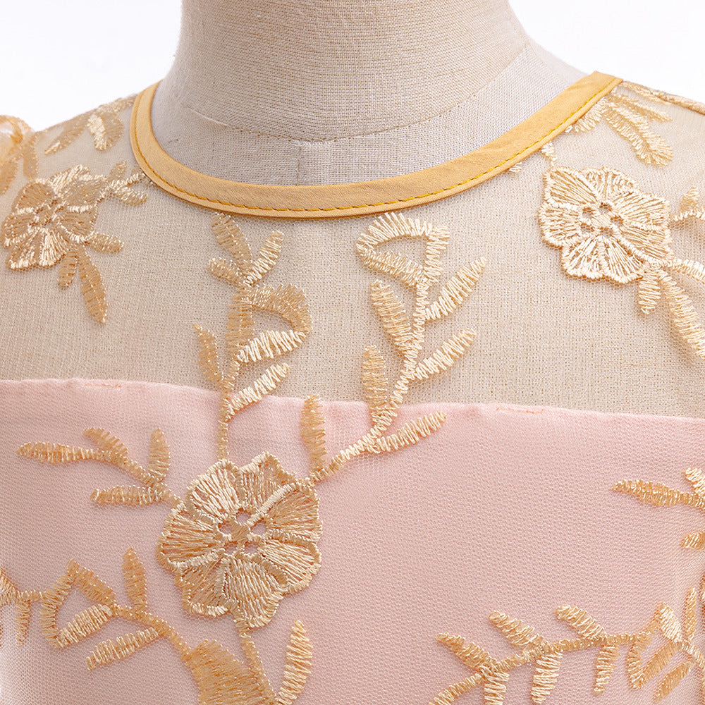 Embroidered Puffy Princess Dress for Girls – Ball Gown Flower Girl Outfit