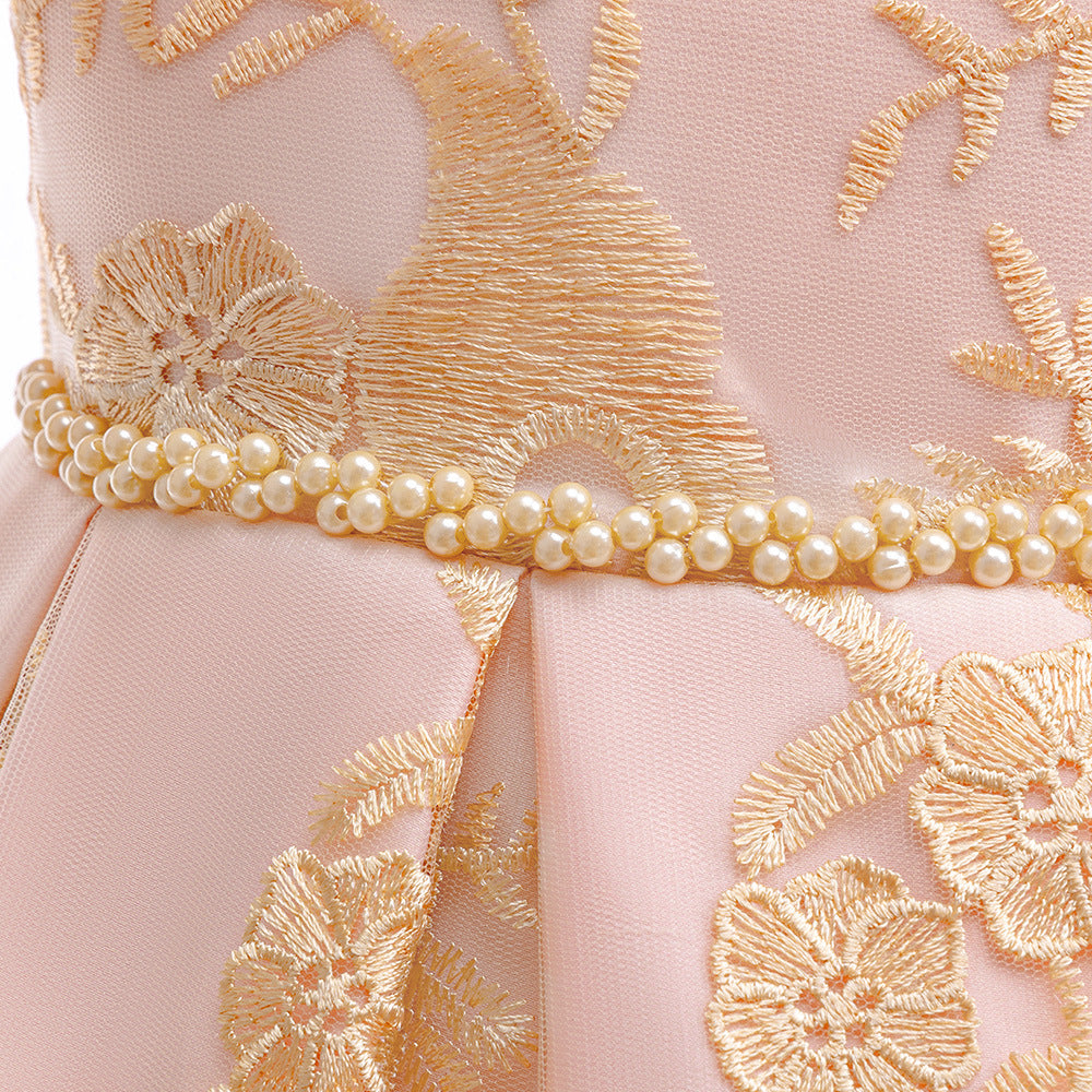 Embroidered Puffy Princess Dress for Girls – Ball Gown Flower Girl Outfit