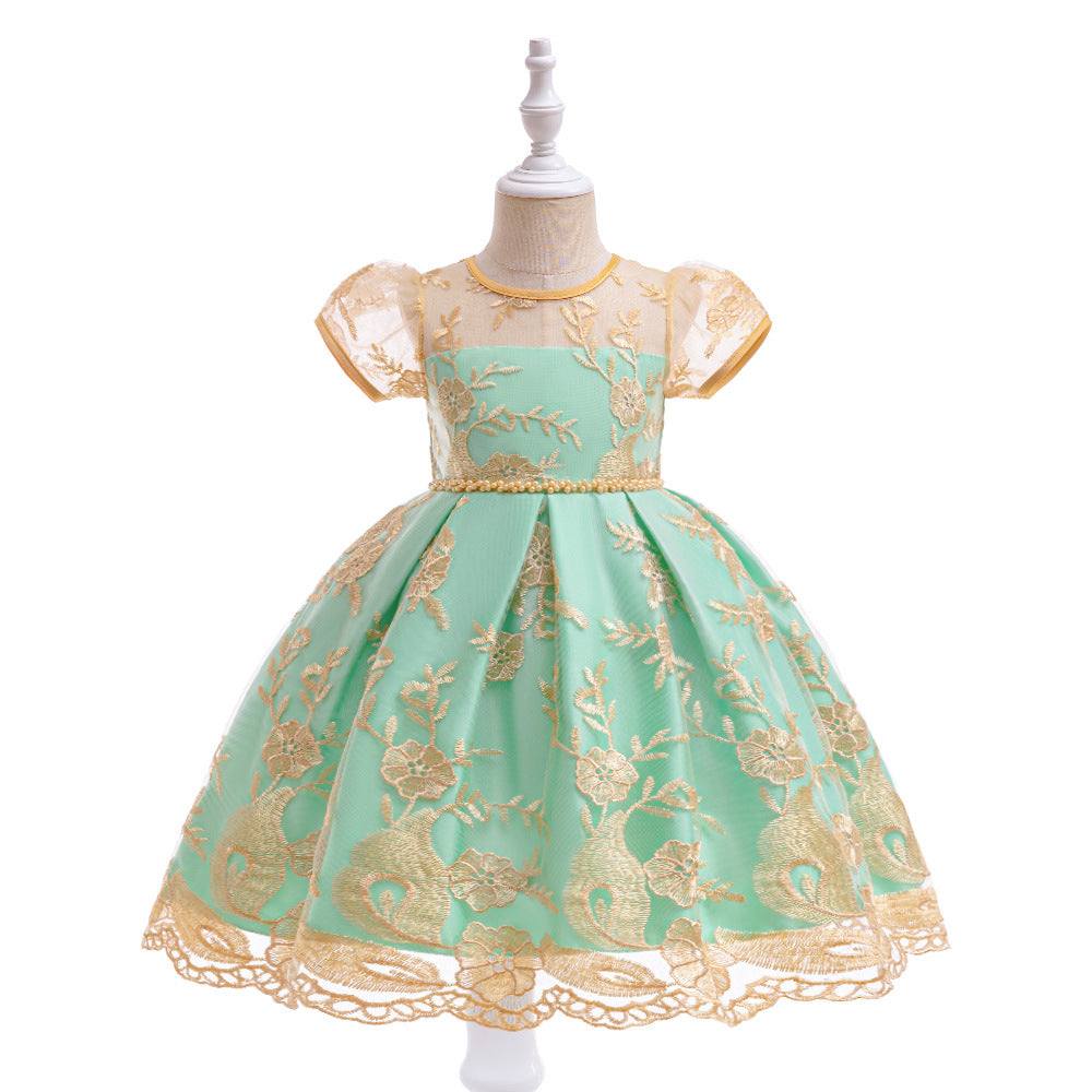 Embroidered Puffy Princess Dress for Girls – Ball Gown Flower Girl Outfit