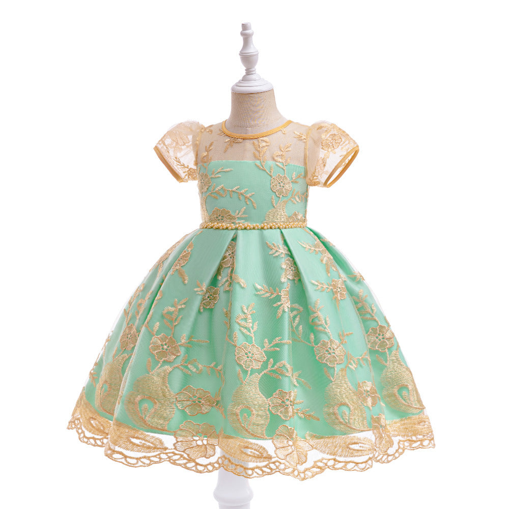Embroidered Puffy Princess Dress for Girls – Ball Gown Flower Girl Outfit