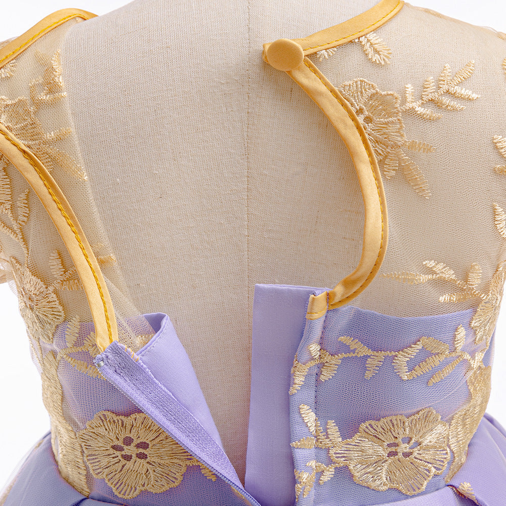 Embroidered Puffy Princess Dress for Girls – Ball Gown Flower Girl Outfit