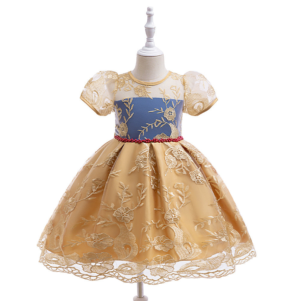 Embroidered Puffy Princess Dress for Girls – Ball Gown Flower Girl Outfit