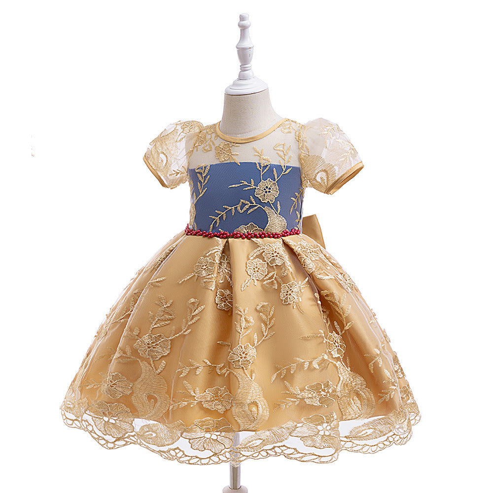 Embroidered Puffy Princess Dress for Girls – Ball Gown Flower Girl Outfit