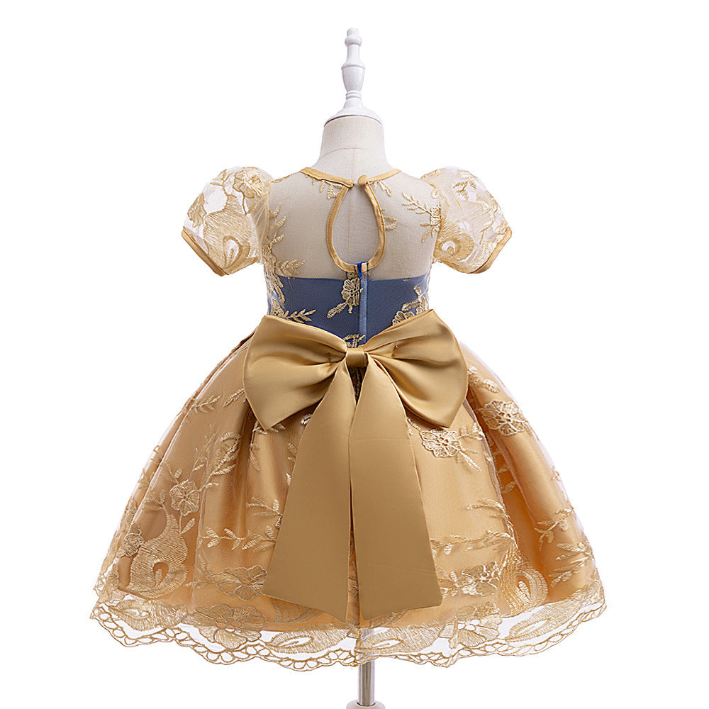 Embroidered Puffy Princess Dress for Girls – Ball Gown Flower Girl Outfit