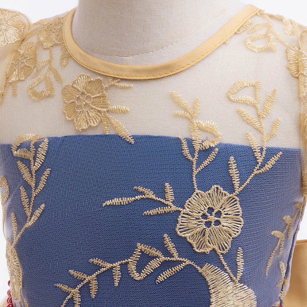 Embroidered Puffy Princess Dress for Girls – Ball Gown Flower Girl Outfit