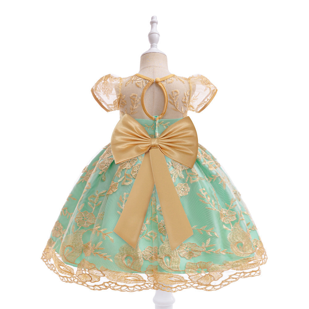 Embroidered Puffy Princess Dress for Girls – Ball Gown Flower Girl Outfit