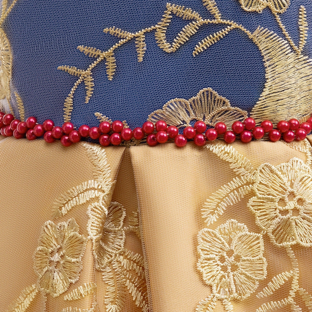 Embroidered Puffy Princess Dress for Girls – Ball Gown Flower Girl Outfit