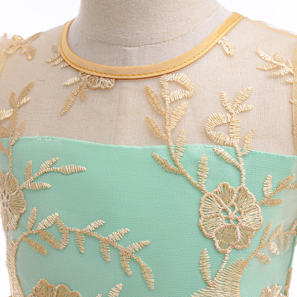 Embroidered Puffy Princess Dress for Girls – Ball Gown Flower Girl Outfit
