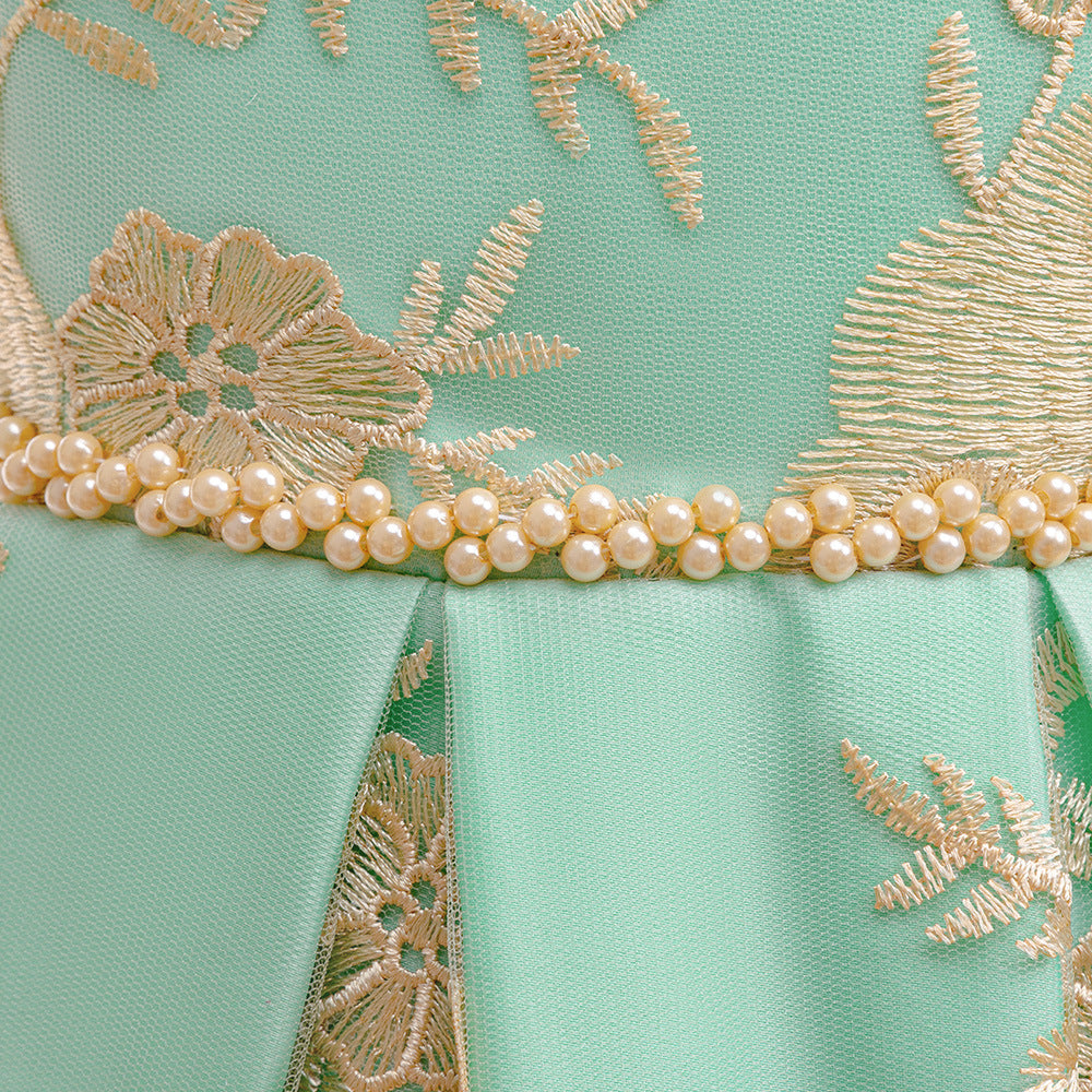Embroidered Puffy Princess Dress for Girls – Ball Gown Flower Girl Outfit