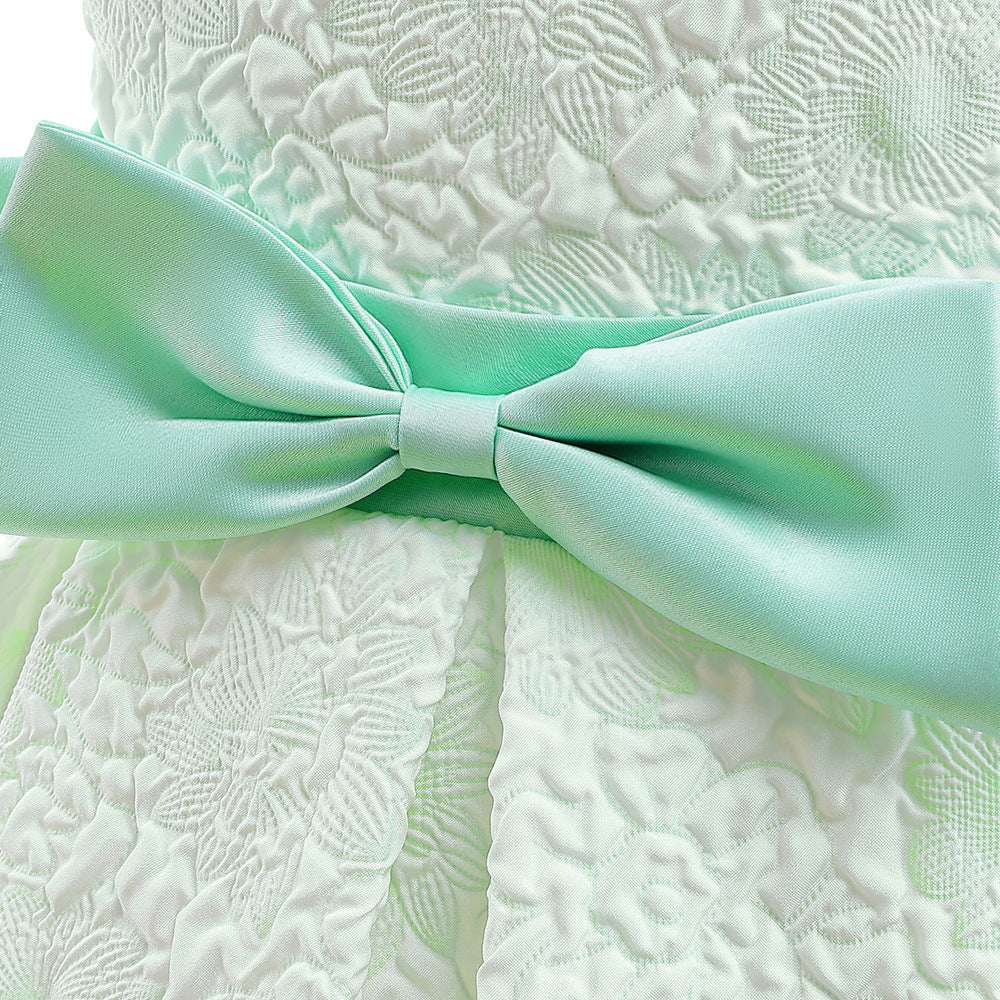 Flower Girl High-Low Princess Dress with Bow for Kids Ages 3-8
