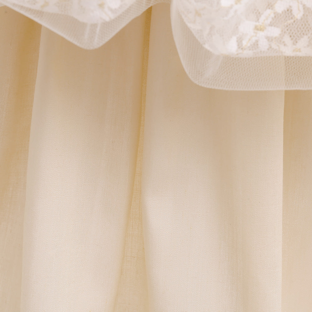 Girls Puffy Lace Ball Gown Dress with Bowknot – Princess Formal Party Dress