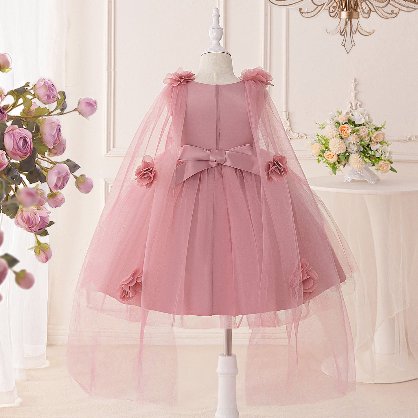 Adorable A-Line Tulle & Lace 3D Flower Girl Dress for Parties & Weddings