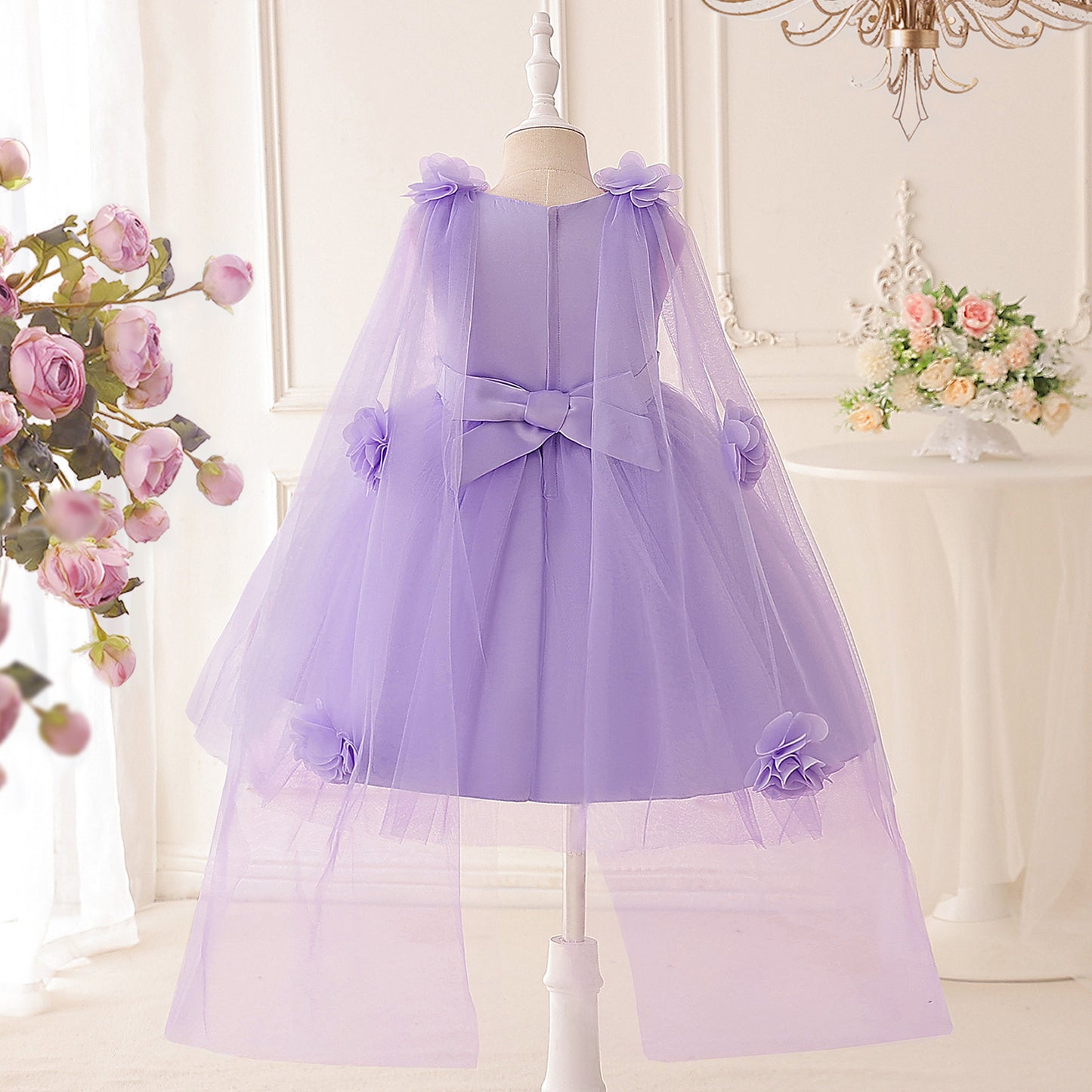 Adorable A-Line Tulle & Lace 3D Flower Girl Dress for Parties & Weddings