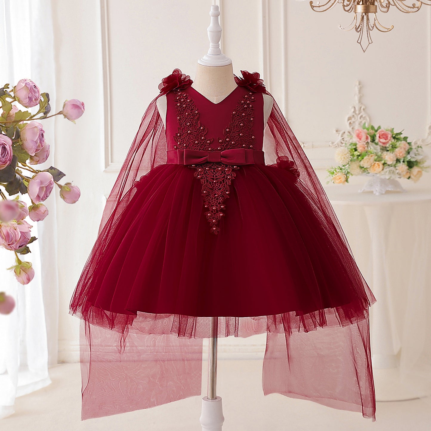 Adorable A-Line Tulle & Lace 3D Flower Girl Dress for Parties & Weddings