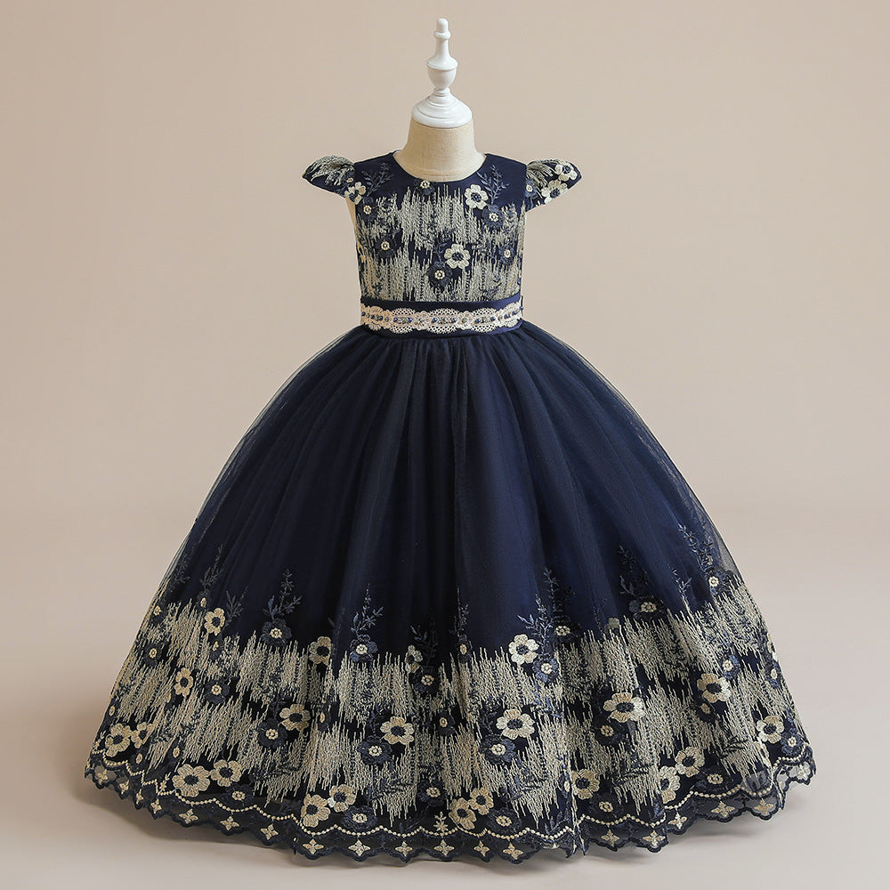 Cute A-Line Maxi Tulle Princess Dress for Girls, Embroidered & Applique, Summer Party & Wedding