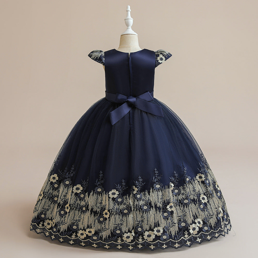 Cute A-Line Maxi Tulle Princess Dress for Girls, Embroidered & Applique, Summer Party & Wedding
