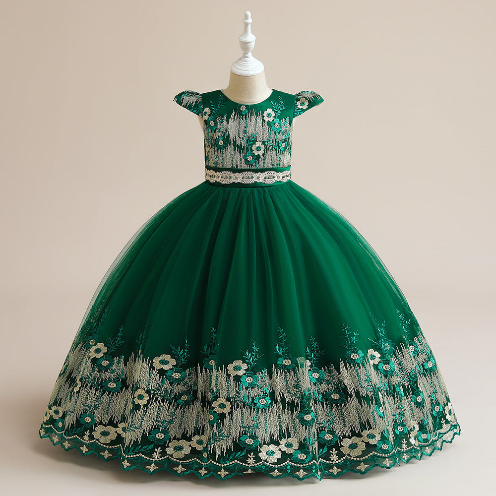Cute A-Line Maxi Tulle Princess Dress for Girls, Embroidered & Applique, Summer Party & Wedding
