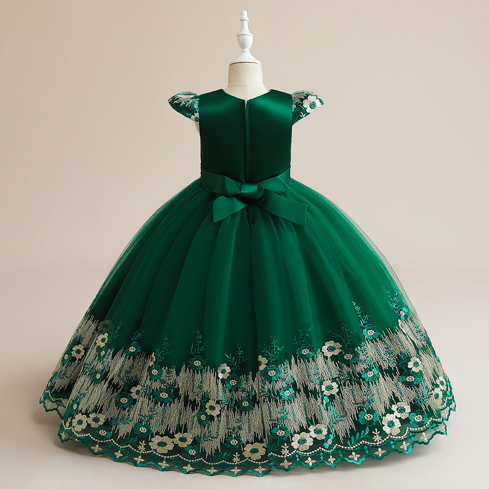 Cute A-Line Maxi Tulle Princess Dress for Girls, Embroidered & Applique, Summer Party & Wedding