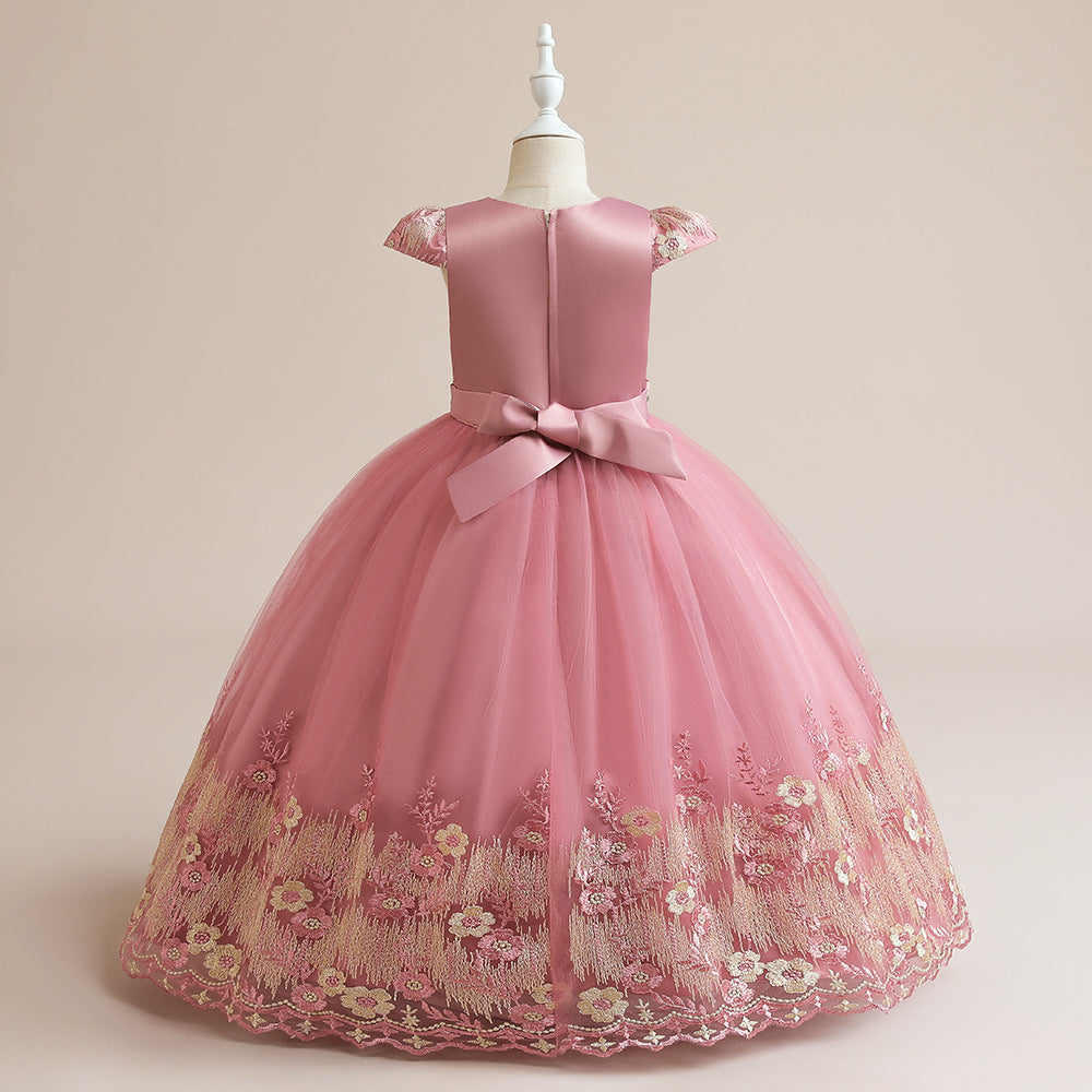 Cute A-Line Maxi Tulle Princess Dress for Girls, Embroidered & Applique, Summer Party & Wedding