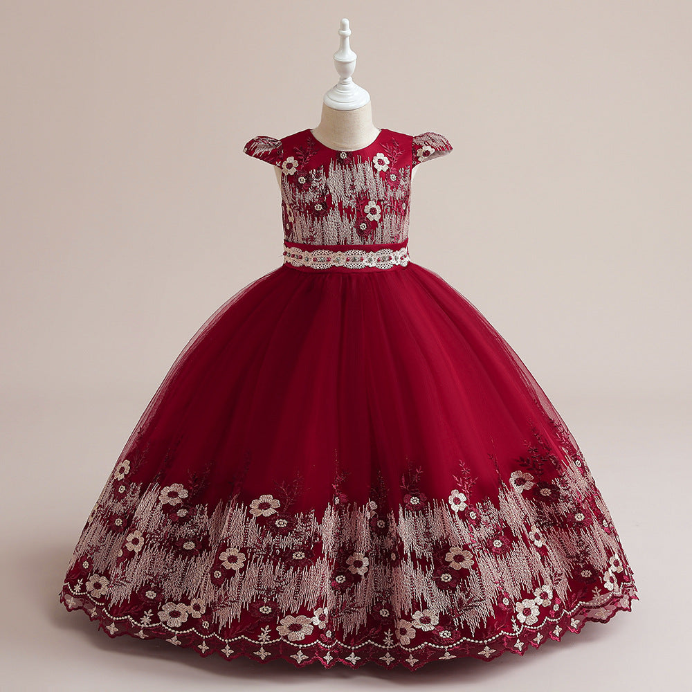 Cute A-Line Maxi Tulle Princess Dress for Girls, Embroidered & Applique, Summer Party & Wedding
