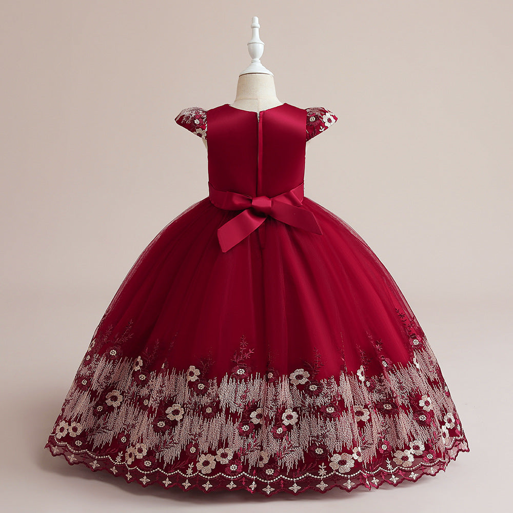 Cute A-Line Maxi Tulle Princess Dress for Girls, Embroidered & Applique, Summer Party & Wedding