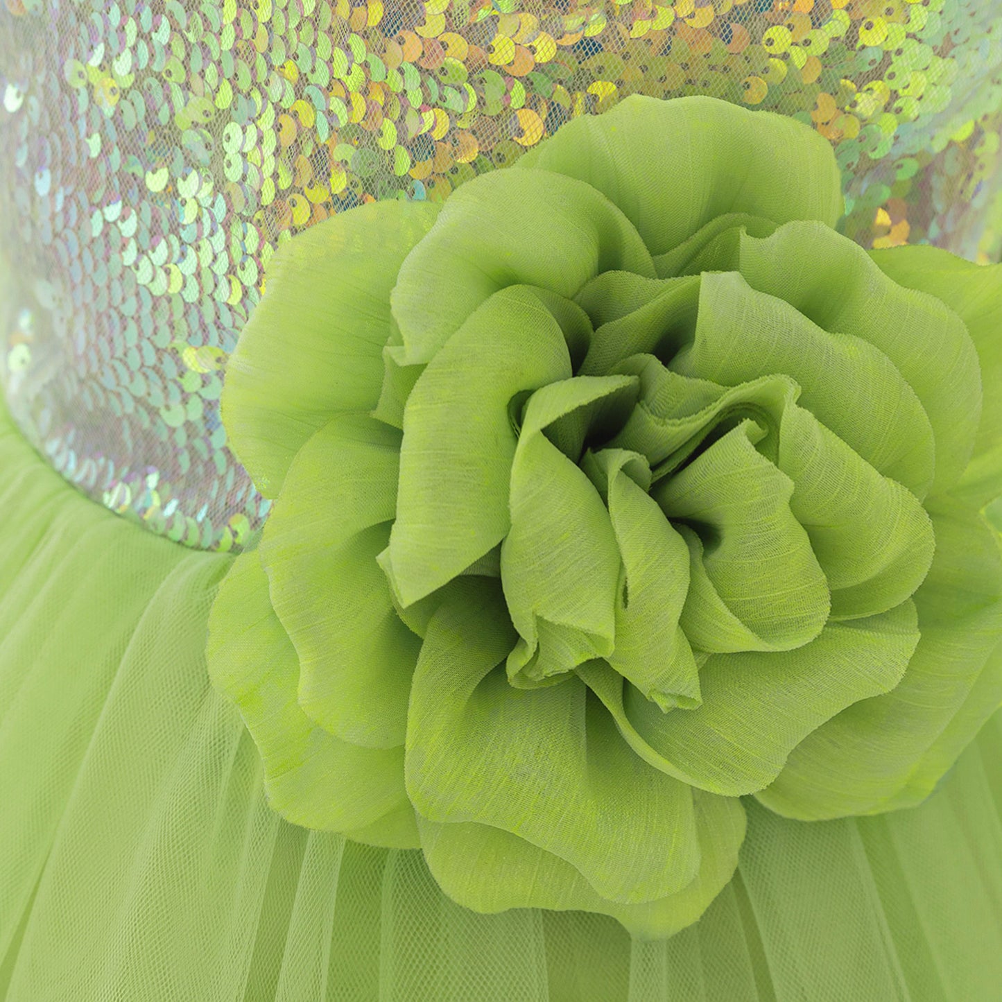 Puffy Ball Gown Dress for Girls with Sequins, Flowers & Bowknot | Cute Tea-Length Party Princess Dress
