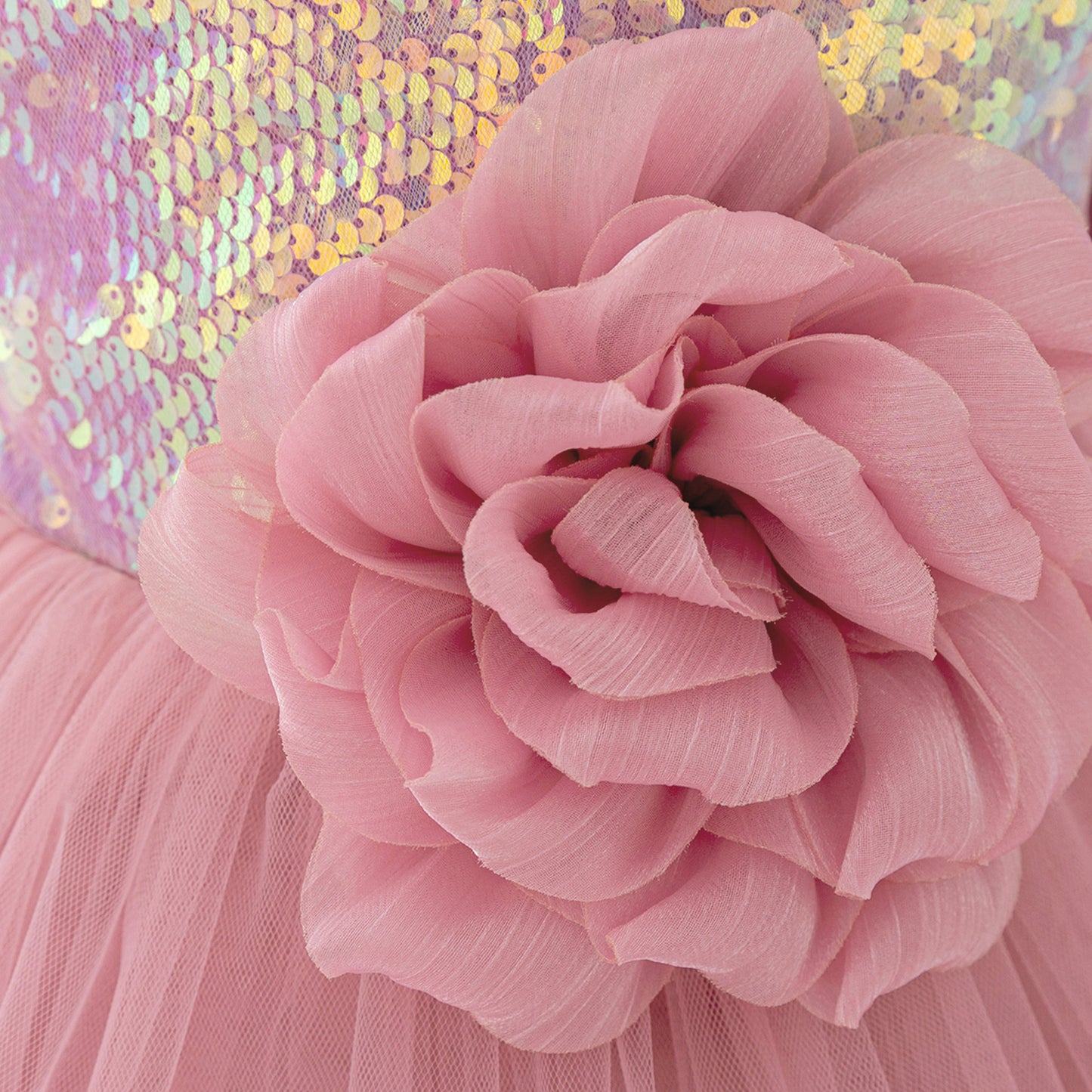 Puffy Ball Gown Dress for Girls with Sequins, Flowers & Bowknot | Cute Tea-Length Party Princess Dress