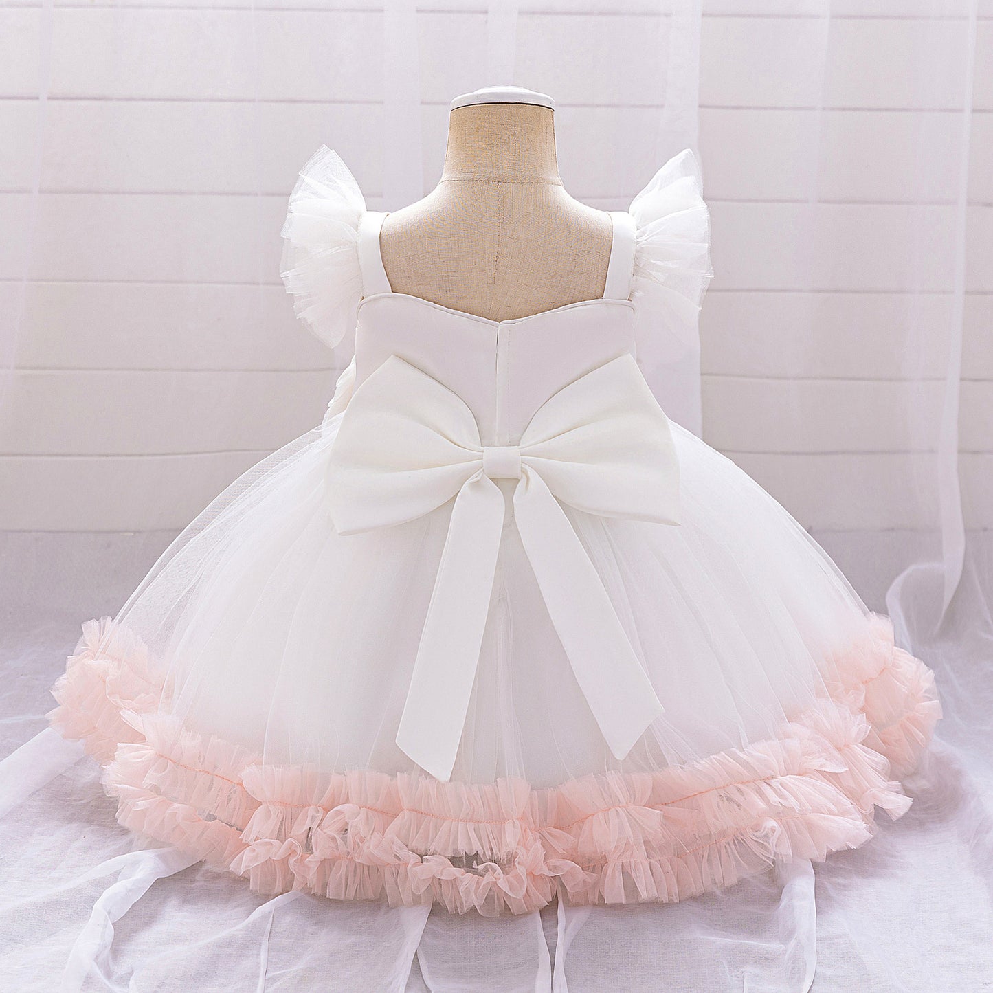Puffy Ball Gown Dress for Girls with Sequins, Flowers & Bowknot | Cute Tea-Length Party Princess Dress