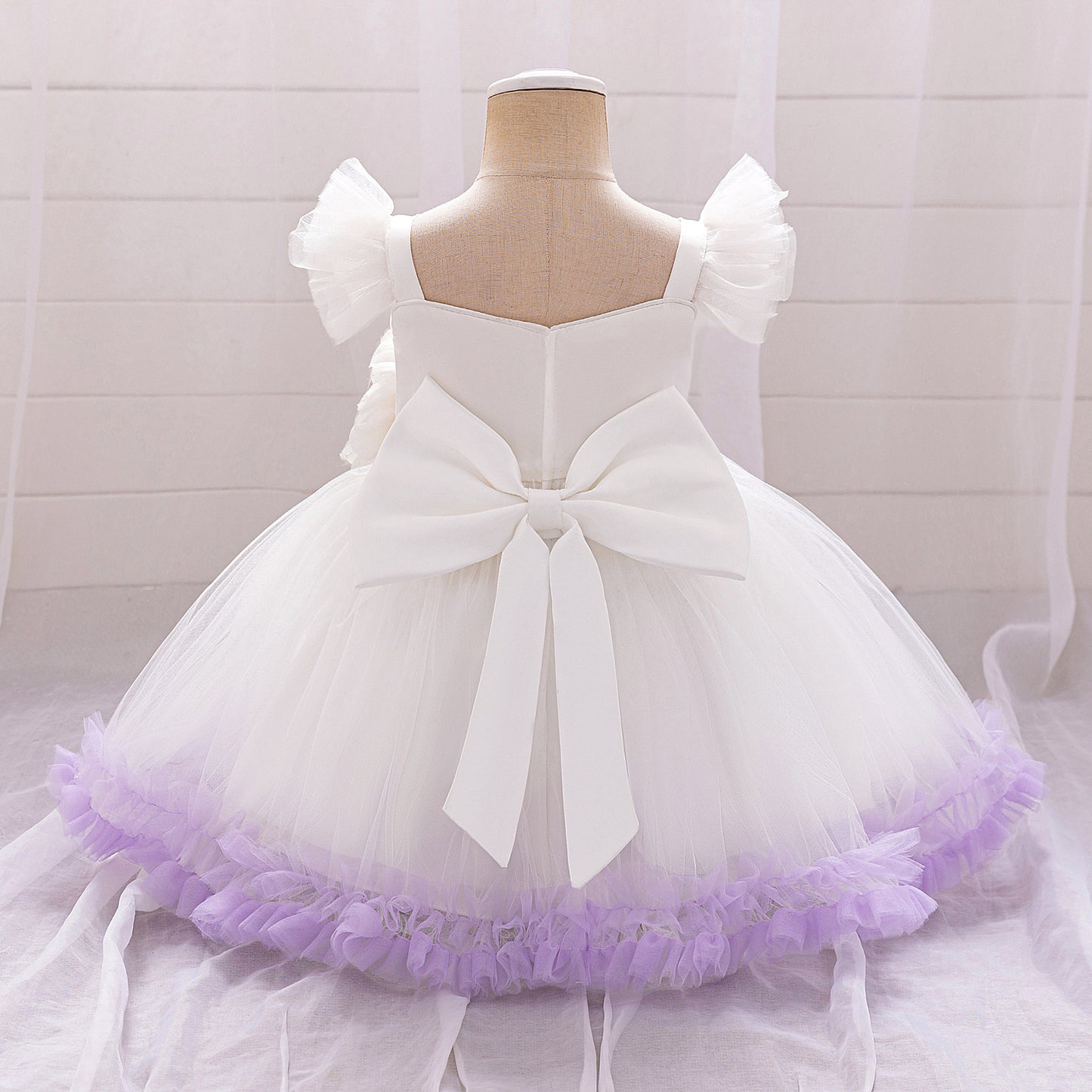 Puffy Ball Gown Dress for Girls with Sequins, Flowers & Bowknot | Cute Tea-Length Party Princess Dress