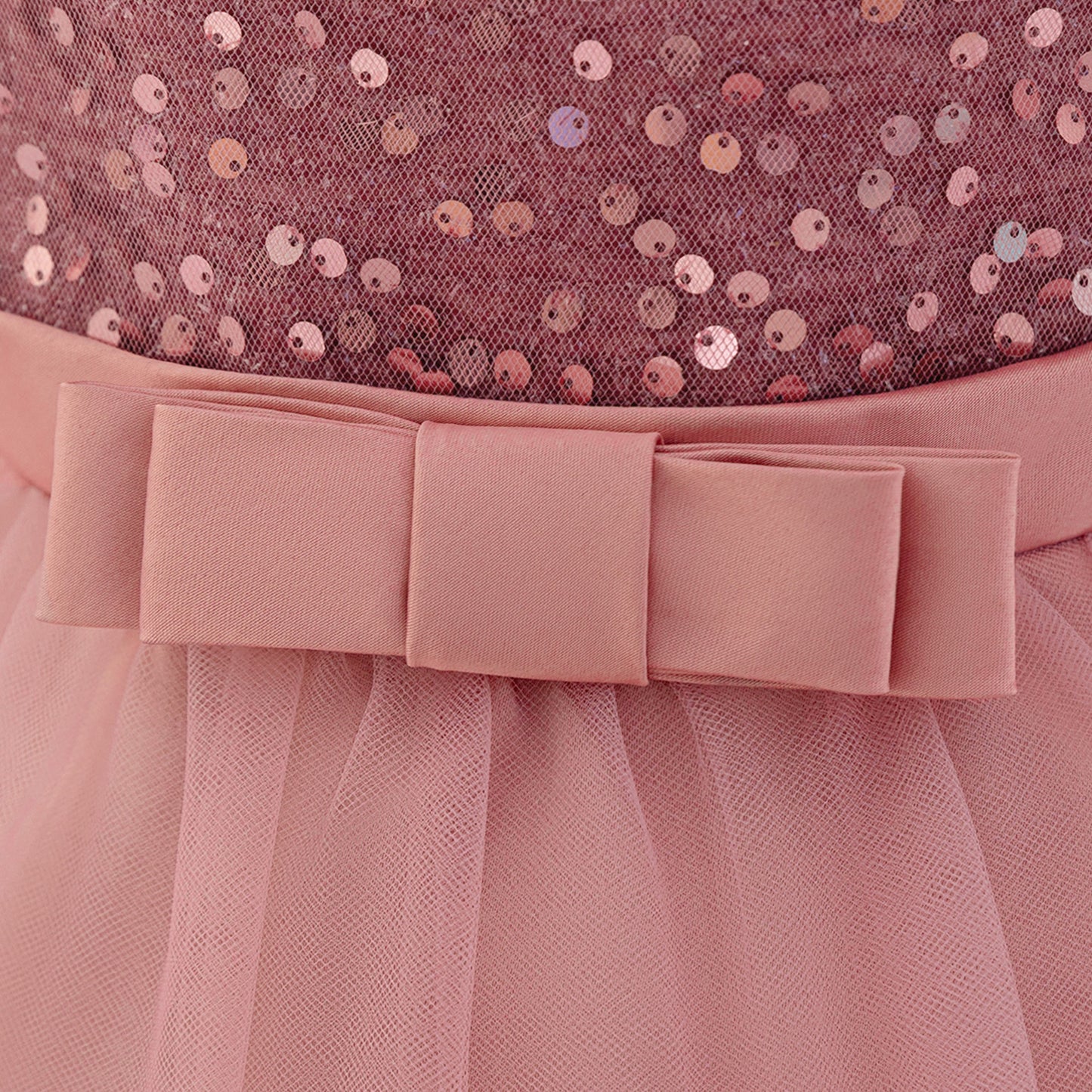 Puffy Off-Shoulder Sequin Ball Gown for Girls – Tea Length Bowknot Flower Dress