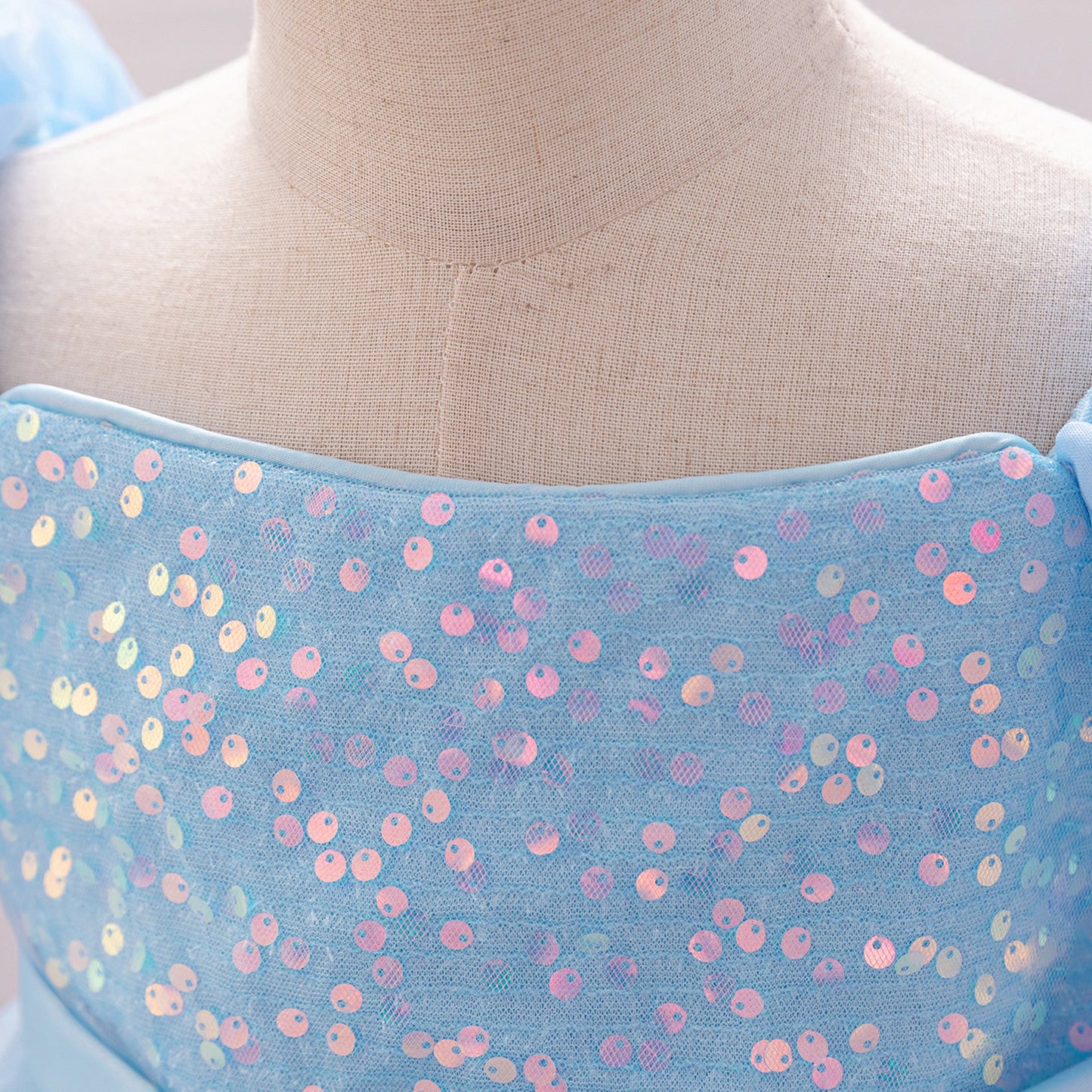 Puffy Off-Shoulder Sequin Ball Gown for Girls – Tea Length Bowknot Flower Dress
