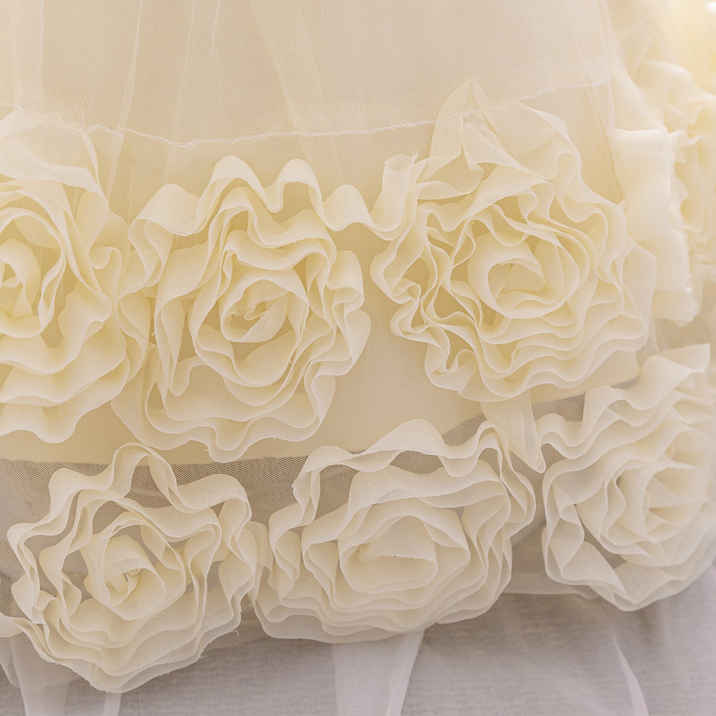 Puffy Off-Shoulder Sequin Ball Gown for Girls – Tea Length Bowknot Flower Dress