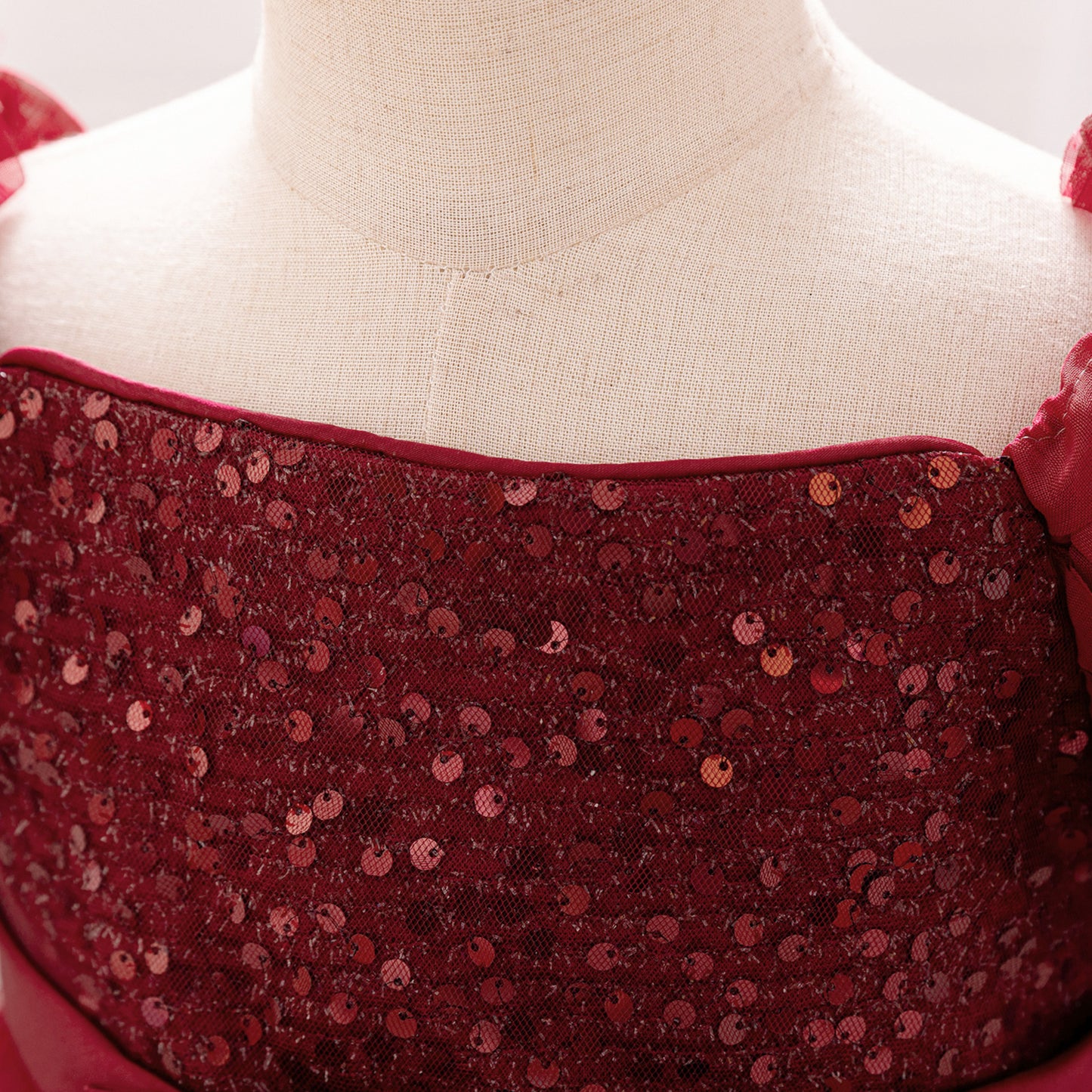 Puffy Off-Shoulder Sequin Ball Gown for Girls – Tea Length Bowknot Flower Dress