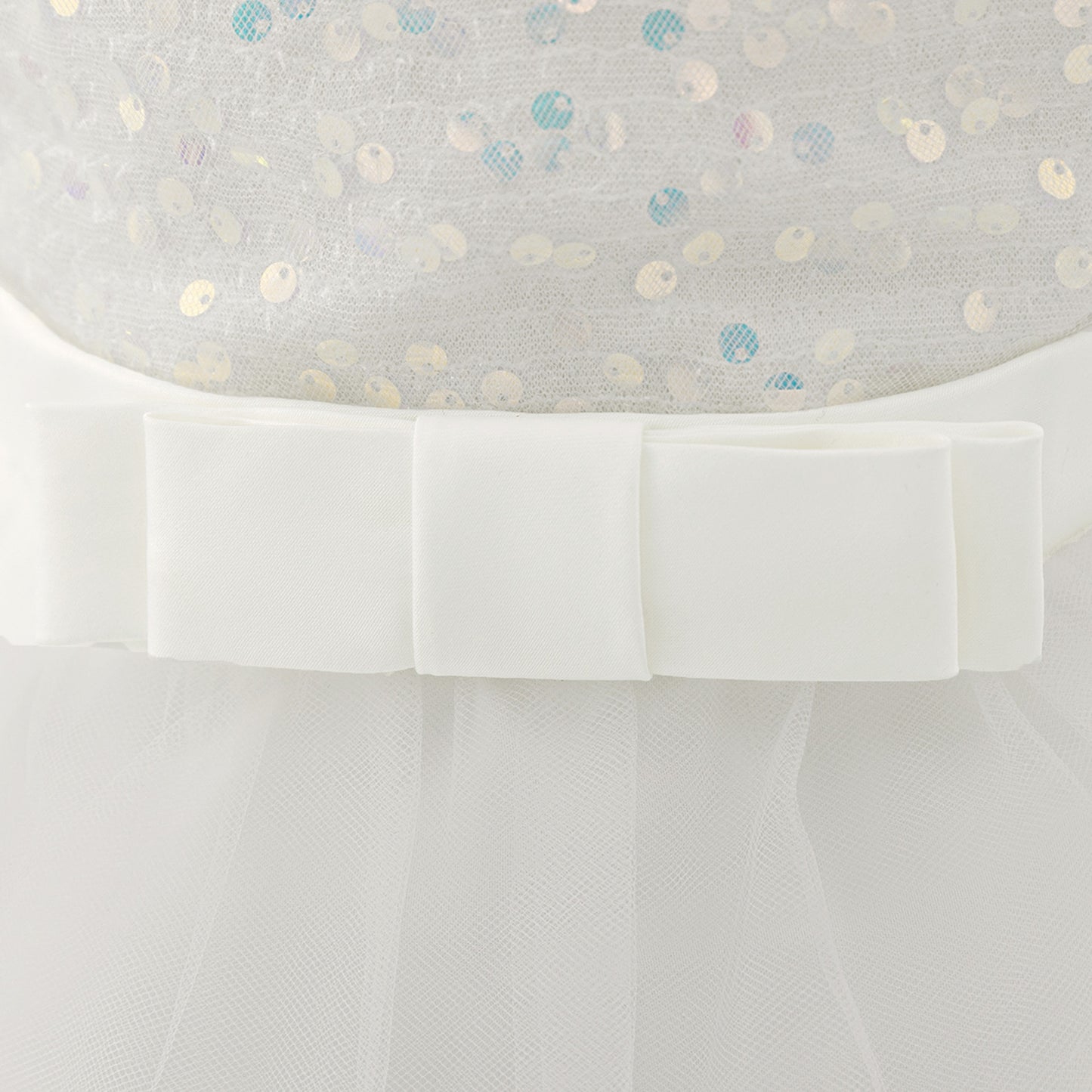 Puffy Off-Shoulder Sequin Ball Gown for Girls – Tea Length Bowknot Flower Dress
