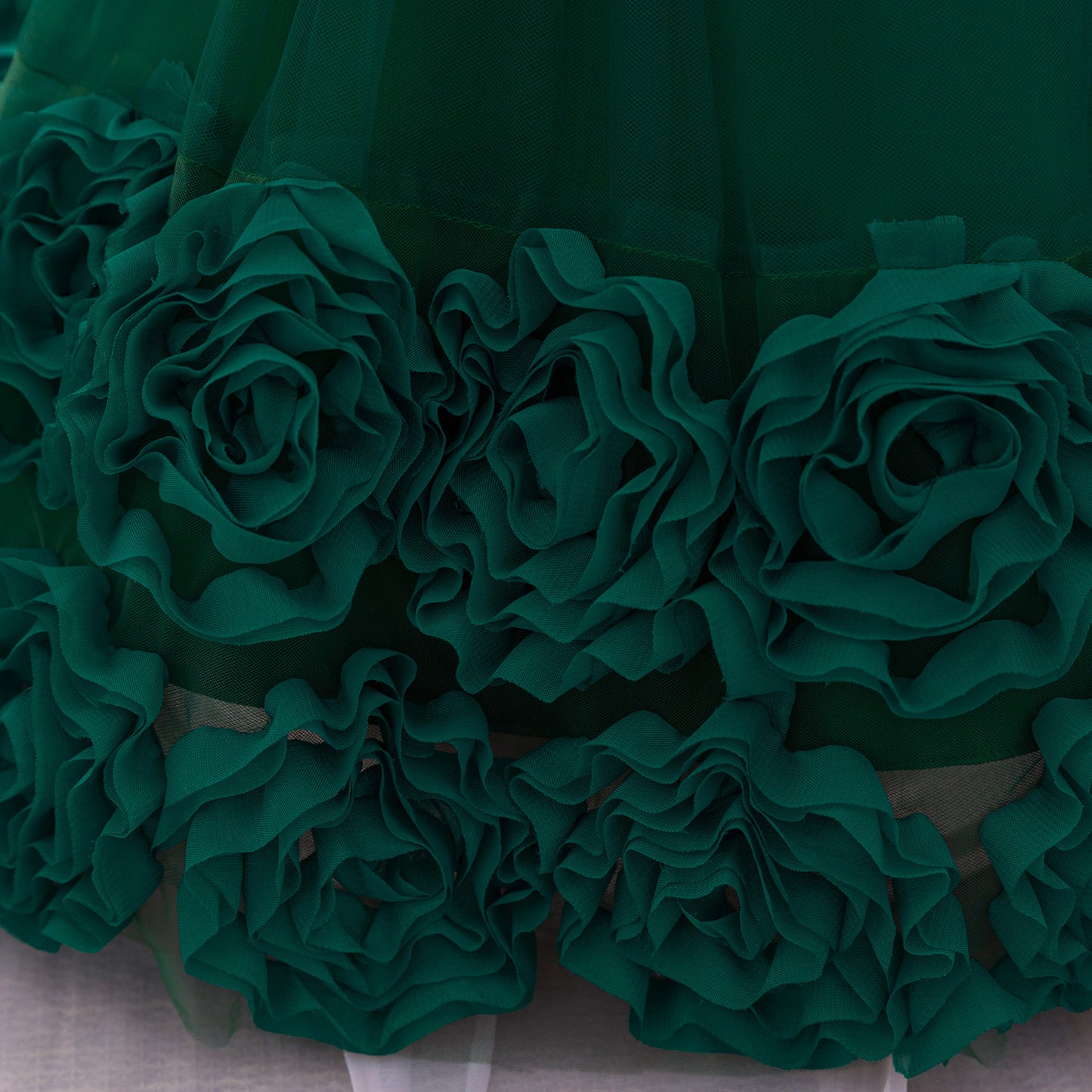 Puffy Off-Shoulder Sequin Ball Gown for Girls – Tea Length Bowknot Flower Dress
