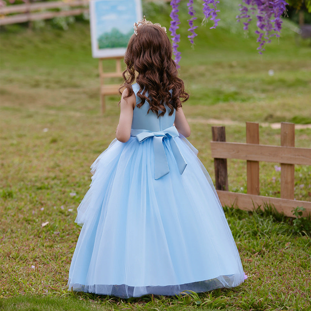 Puffy Tulle Ball Gown Maxi Dress for Girls with Applique & Sequins - Cute Princess Party Dress