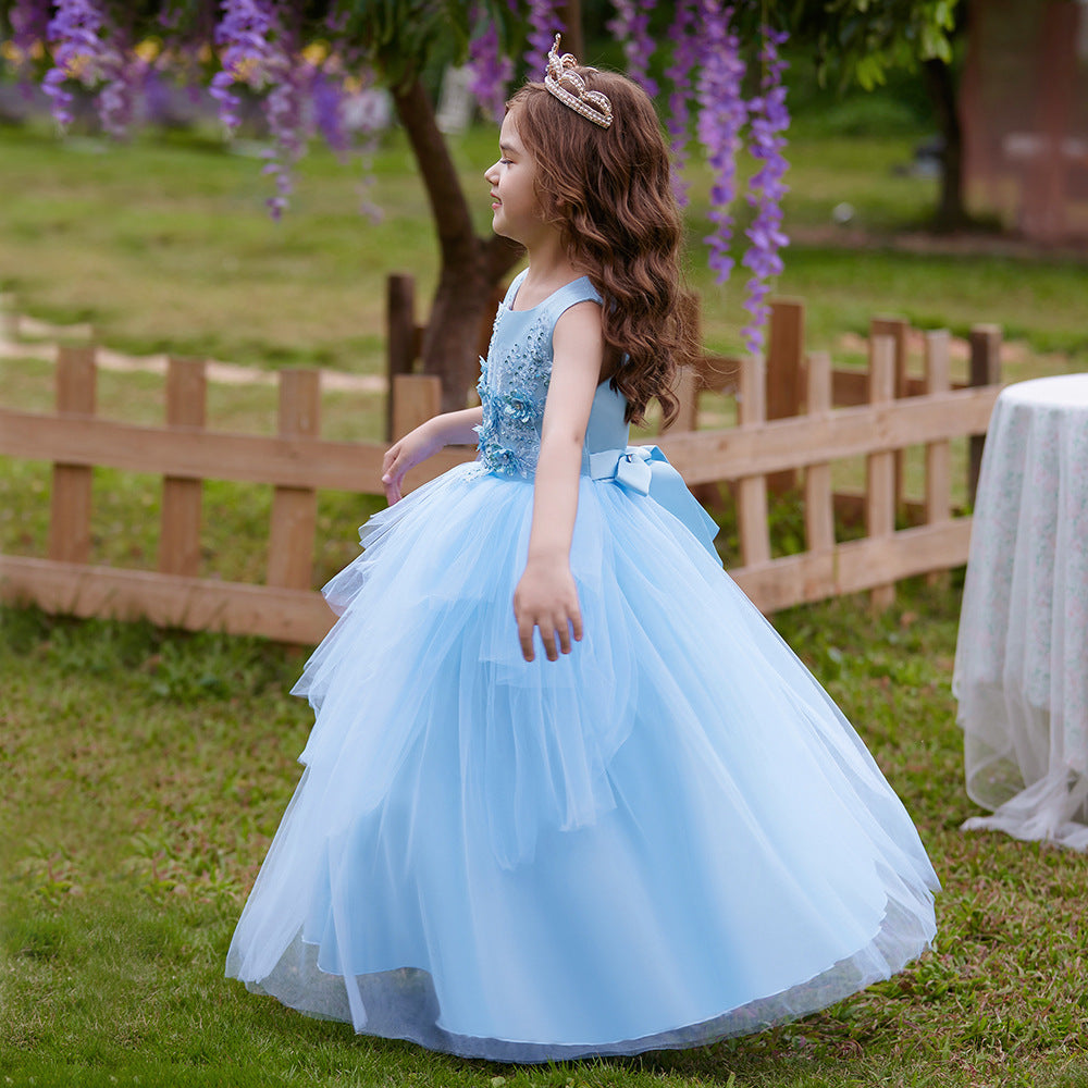 Puffy Tulle Ball Gown Maxi Dress for Girls with Applique & Sequins - Cute Princess Party Dress