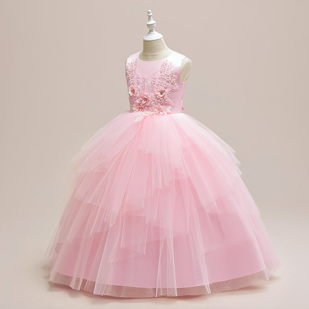 Puffy Tulle Ball Gown Maxi Dress for Girls with Applique & Sequins - Cute Princess Party Dress