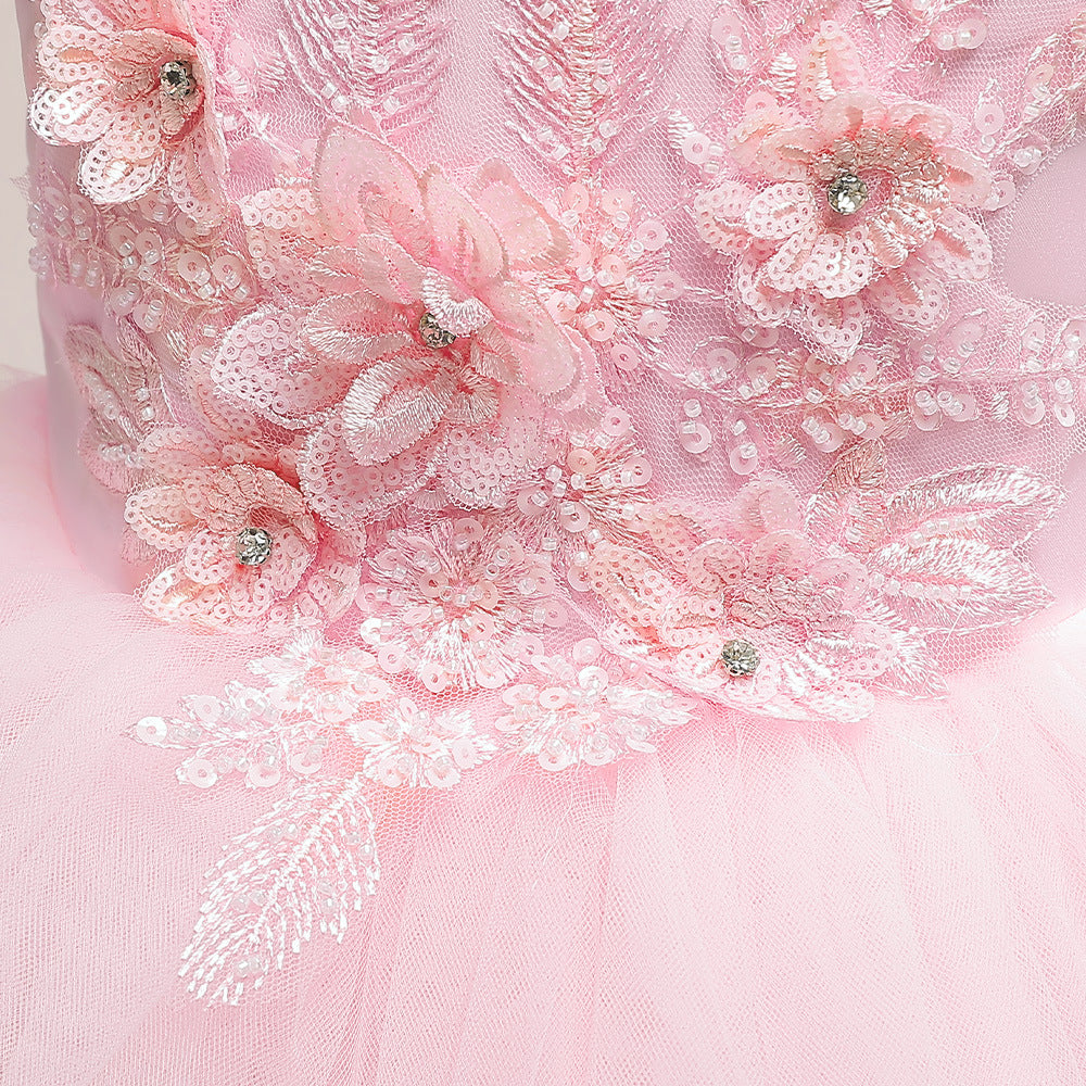 Puffy Tulle Ball Gown Maxi Dress for Girls with Applique & Sequins - Cute Princess Party Dress