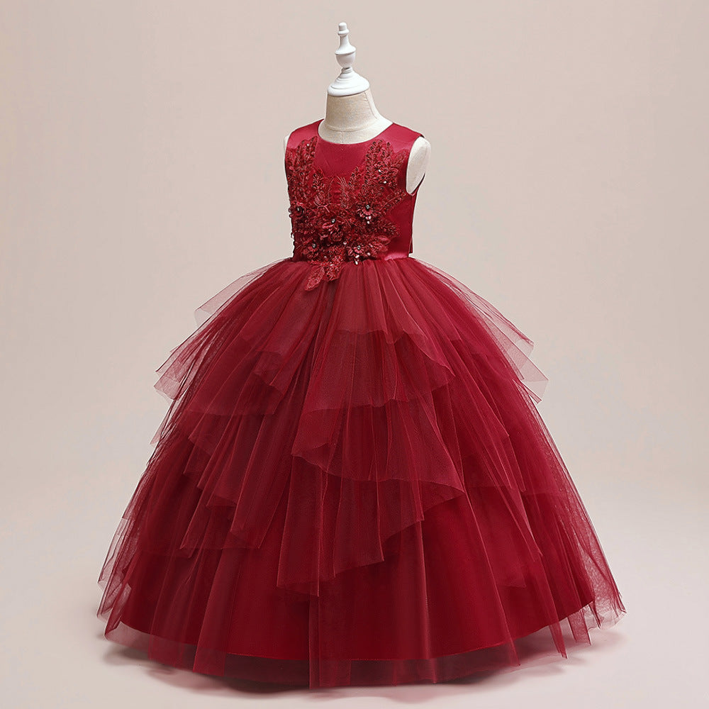 Puffy Tulle Ball Gown Maxi Dress for Girls with Applique & Sequins - Cute Princess Party Dress