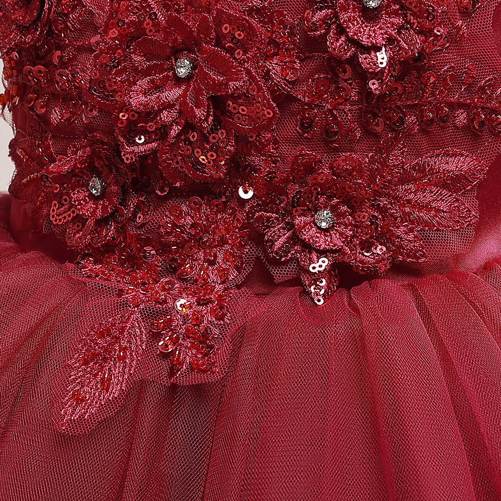 Puffy Tulle Ball Gown Maxi Dress for Girls with Applique & Sequins - Cute Princess Party Dress