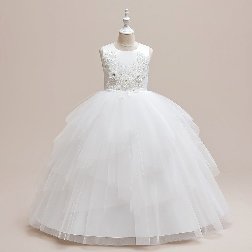 Puffy Tulle Ball Gown Maxi Dress for Girls with Applique & Sequins - Cute Princess Party Dress
